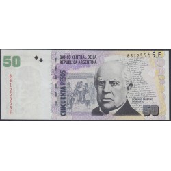 Аргентина 50 песо (2003-2015) серия Е, красивый номер (ARGENTINA 50 pesos (2003-2015)) P 356(5): UNC