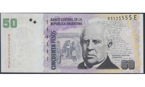 Аргентина 50 песо (2003-2015) серия Е, красивый номер (ARGENTINA 50 pesos (2003-2015)) P 356(5): UNC