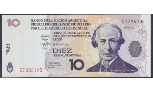 Аргентина 10 песо 2006 год (Локальный выпуск ЛЕКОП) (ARGENTINA 10 pesos 2006 year (Local issue LECOP) : UNC