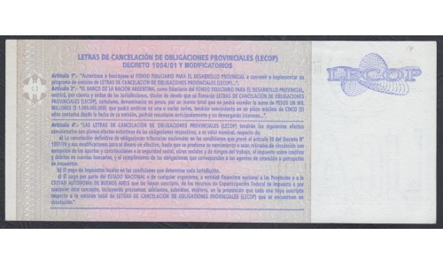 Аргентина 20 песо 2006 год (Локальный выпуск ЛЕКОП) (ARGENTINA 20 pesos 2006 year (Local issue LECOP) : UNC