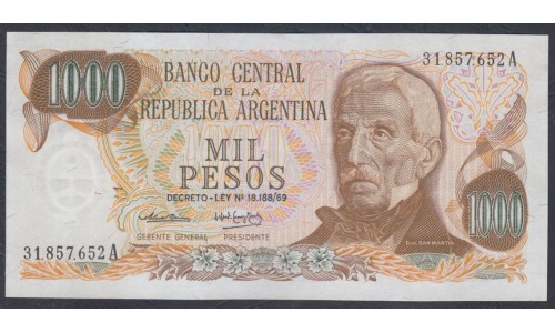 Аргентина 1000 песо (1973-1976), РЕДКАЯ (ARGENTINA 1000 pesos (1973-1976)) P 299(1) : UNC