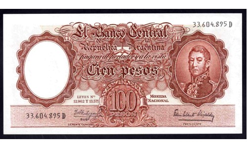 Аргентина 100 песо (1957-1967) (ARGENTINA 100 pesos (1957-1967)) P 272(7) : UNC