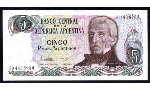 Аргентина 5 песо (1983-1984) (ARGENTINA 5 pesos (1983-1984)) P 312a(2) : UNC