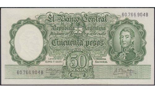 Аргентина 50 песо (1955-1968) (ARGENTINA 50 pesos (1955-1968)) P 271(06) : UNC