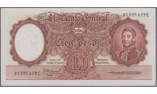 Аргентина 100 песо (1957-1967) (ARGENTINA 100 pesos (1957-1967)) P 272(6) : UNC