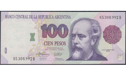 Аргентина 100 песо (1992-1997) серия B (ARGENTINA 100 peso (1992-1997) series B) P 345b: UNC