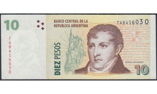 Аргентина 10 песо (2003) (ARGENTINA 10 peso (2003)) P 354a(6) series O : UNC