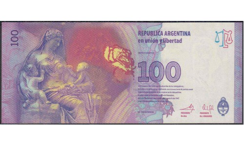 Аргентина 100 песо (2012) (ARGENTINA 100 peso (2012)) P 358b(1) series B : UNC