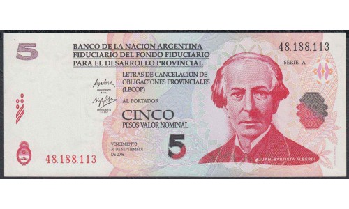 Аргентина 5 песо 2006 год (Локальный выпуск ЛЕКОП) (ARGENTINA 5 pesos 2006 year (Local issue LECOP) : UNC