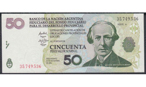 Аргентина 50 песо 2006 год (Локальный выпуск ЛЕКОП) (ARGENTINA 50 pesos 2006 year (Local issue LECOP) :Unc