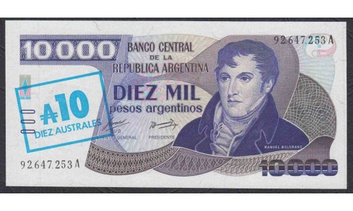 Аргентина 10 аустралей (1985) (ARGENTINA 10 australes (1985)) P 322a series A : UNC