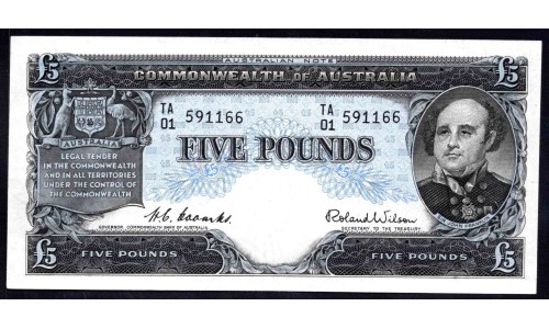 Австралия 5 фунтов ND (1954-1959 г.) (AUSTRALIA 5 Pounds ND (1954-1959)) P31: aUNC-