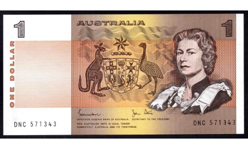 Австралия 1 доллар 1974-1983 года (AUSTRALIA 1 Dollar  1974-1983) P 42d: UNC