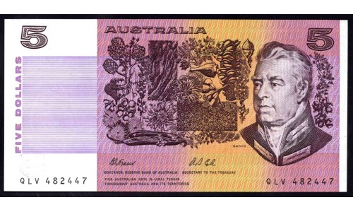 Австралия 5 долларов 1974-1991 г. (AUSTRALIA 5 Dollars 1974-1991) P 44g: UNC-