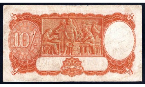 Австралия 10 шиллингов 1939-1952 г.ода (AUSTRALIA 10 Shillings = ½ Pound 1939-1952) P 25a: VG