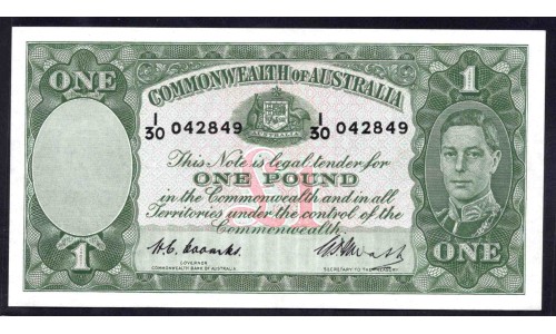 Австралия 1 фунт 1938 -1952 года (AUSTRALIA 1 Pound 1938-1952) P 26с: UNC