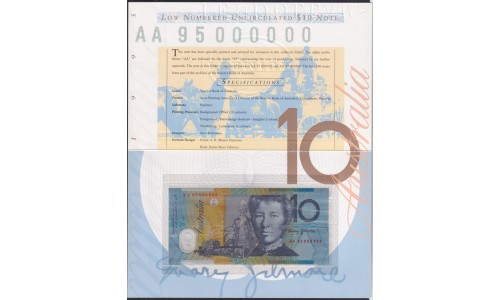 Австралия 5, 10, 20 долларов 1995 года, в буклетах, Тираж 899штук, Все с одним красного цвета номером AA 95000899, РАРИТЕТ (AUSTRALIA 5 Dollars (1983)): UNC