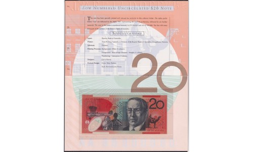 Австралия 5, 10, 20 долларов 1995 года, в буклетах, Тираж 899штук, Все с одним красного цвета номером AA 95000899, РАРИТЕТ (AUSTRALIA 5 Dollars (1983)): UNC