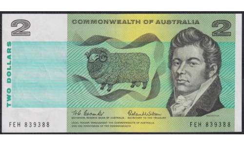 Австралия 2 доллара 1966-1972года (AUSTRALIA 2 Dollars 1966-1972) P 38a: UNC