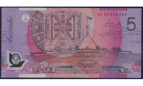 Австралия 5, 10, 20 долларов 1995 года, в буклетах, Тираж 899штук, Все с одним красного цвета номером AA 95000899, РАРИТЕТ (AUSTRALIA 5 Dollars (1983)): UNC