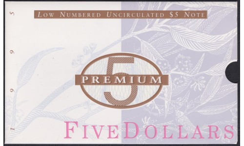 Австралия 5, 10, 20 долларов 1995 года, в буклетах, Тираж 899штук, Все с одним красного цвета номером AA 95000899, РАРИТЕТ (AUSTRALIA 5 Dollars (1983)): UNC