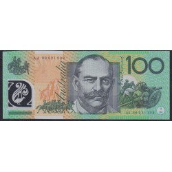 Австралия 100 долларов 1998 года, Полимер, AA 989021208 (AUSTRALIA 100 Dollars 1998, Polymer) P 55b(1): UNC