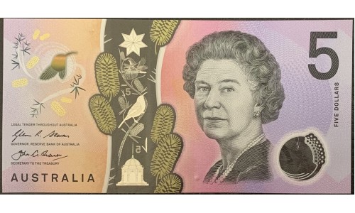 Австралия 5 долларов 2016 года, Полимер (AUSTRALIA 5 Dollars 2016, Polymer) P62 : UNC