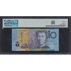 Австралия 10 долларов 1995, Полимер, синяя надпечатка серии и номера, CM 93000407, Юбилейный Выпуск, РЕДКОСТЬ (AUSTRALIA 10 Dollars 1995, Polymer, "Commemorative"blue overprint date, serial number, RARE) P 52(A)b E02b: UNC PMG 64