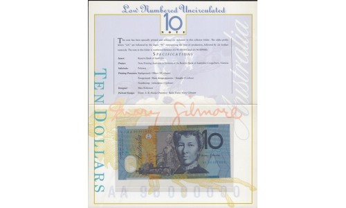 Австралия 10 долларов 1996, Полимер, в буклете (AUSTRALIA 10 Dollars 1996, Polymer) P 52b : UNC
