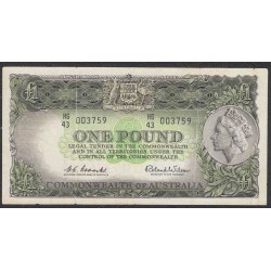 Австралия 1 фунт 1953-1960 года (AUSTRALIA 1 Pound 1953-1960) P 30: VG/VF