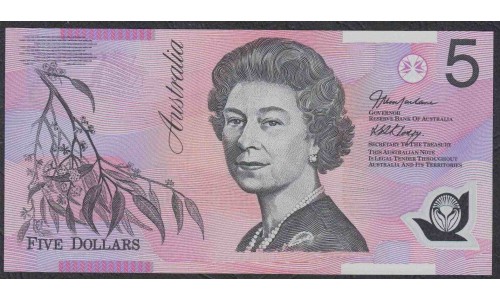 Австралия 5 долларов 2002 года, Полимер (AUSTRALIA 5 Dollars 2002, Polymer) P57a: UNC