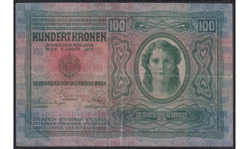 Австрия 100 крон 1912 года (Austria 100 kronen 1912 year) P 12 : VF/XF
