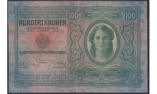 Австрия 100 крон 1912 года (Austria 100 kronen 1912 year) P 12 : Fine/XF