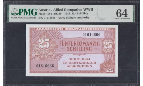 Австрия 25 шиллингов 1944 года, Деньги Красной Армии, Самый Редкий Номинал (Austria 22 Schillingы 1944) P 108a: UNC PMG 64
