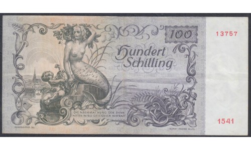 Австрия 100 шиллингов 1949 года, 13757 (Austria 100 Schilling 1949) P 131: XF