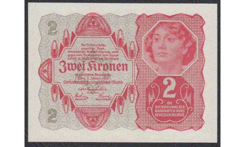 Австрия 2 кроны 1922 года (Austria 2 kronen 1922 year) P 74 : UNC