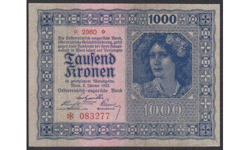 Австрия 1000 крон 1922 года (Austria 1000 kronen 1922 year) P 78 : UNC--