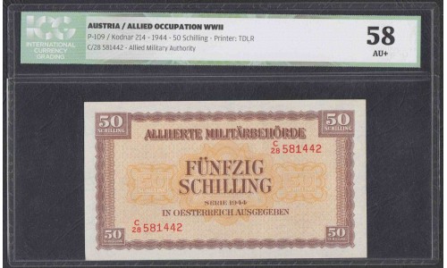 Австрия 50 шиллингов 1944 года в слабе (Austria 50 Schilling 1944 year) P 109 : аUNC 58