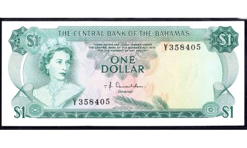 Багамские Острова 1 доллар 1974 г. (BAHAMAS 1 Dollar L. 1974) P35а:Unc