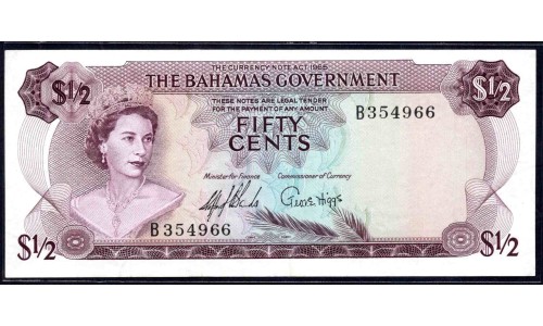 Багамские Острова 50 центов 1965 г. (BAHAMAS 50 Cents L. 1965) P17a:аUnc