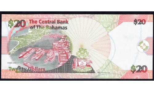Багамские Острова 20 долларов 2010 г. (BAHAMAS 20 Dollars 2010) P74А:Unc