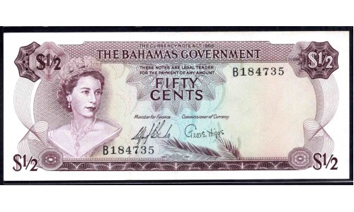 Багамские Острова 50 центов 1965 г. (BAHAMAS 50 Cents L. 1965) P17a:Unc