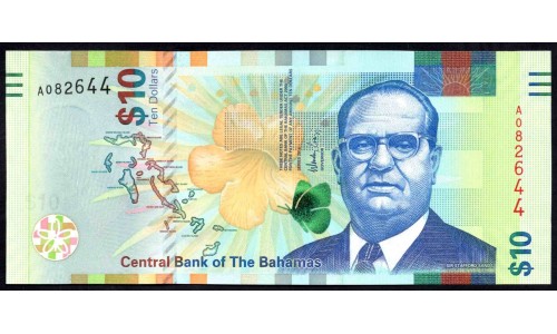 Багамские Острова 10 долларов 2016 г. (BAHAMAS 10 Dollars 2016) P79:Unc