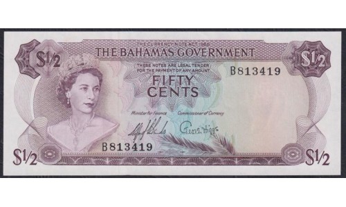Багамские Острова 50 центов 1965 г. (BAHAMAS 50 Cents L. 1965) P17a:Unc