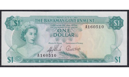 Багамские Острова 1 доллар 1965 г. (BAHAMAS 1 Dollar  L. 1965) P 18a: UNC 