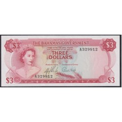 Багамские Острова 3 доллара 1965 года (BAHAMAS 3 Dollars 1965) P 19a: UNC