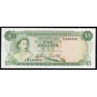 Багамские Острова 5 долларов 1965 года (BAHAMAS 5 Dollars 1965) P 20a: UNC