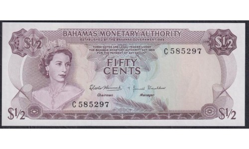 Багамские Острова 50 центов 1968 г. (BAHAMAS 50 Cents L. 1968) P26:Unc