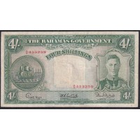 Багамские Острова 4 шиллинга L.1936 года (BAHAMAS 4 Shillings Bahamas Government L. 1936) P 9e: VF (хрустят)