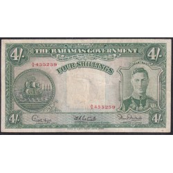 Багамские Острова 4 шиллинга L.1936 года (BAHAMAS 4 Shillings Bahamas Government L. 1936) P 9e: VF (хрустят)